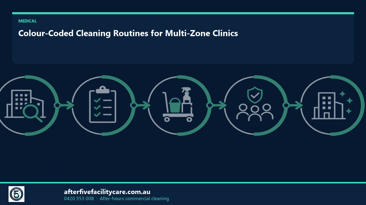 Infographic: Colour-Coded Cleaning Routines for Multi-Zone Clinics