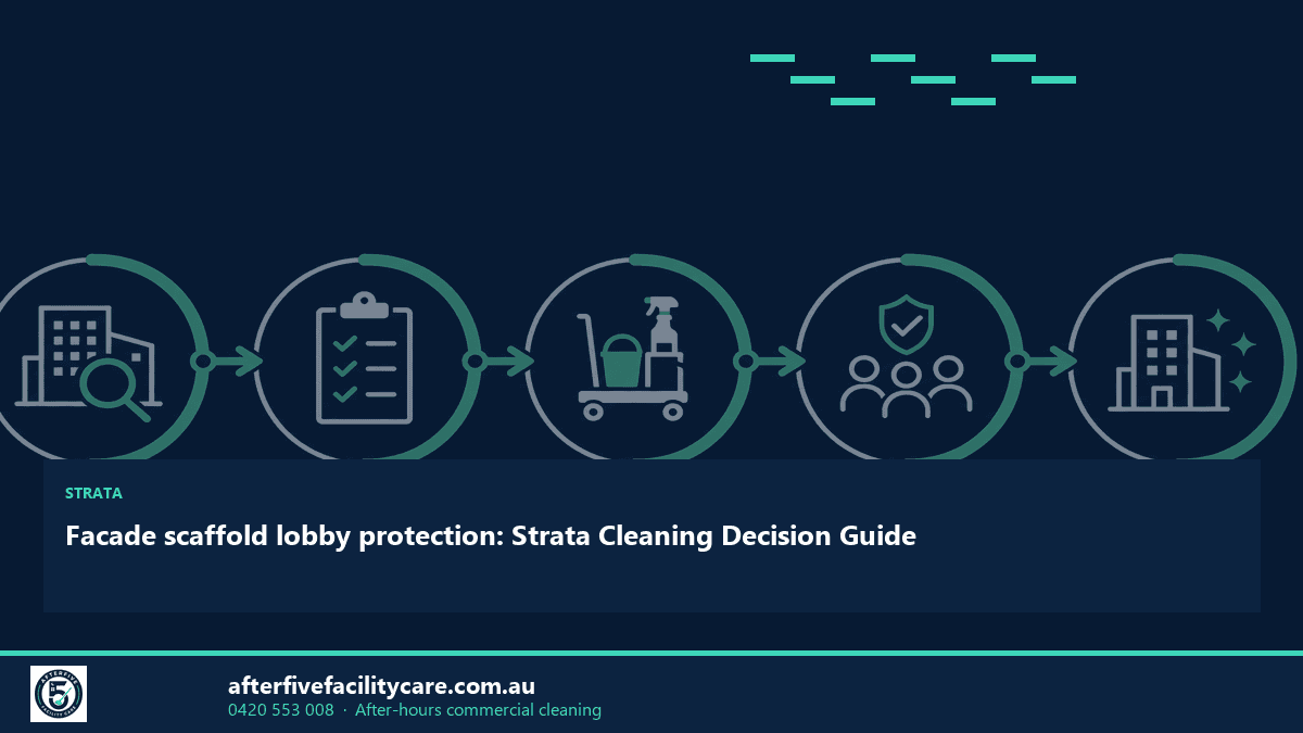 Infographic: Facade scaffold lobby protection: Strata Cleaning Decision Guide