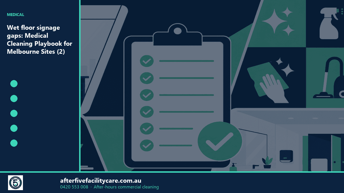 Infographic: Wet floor signage gaps: Medical Cleaning Playbook for Melbourne Sites (2)