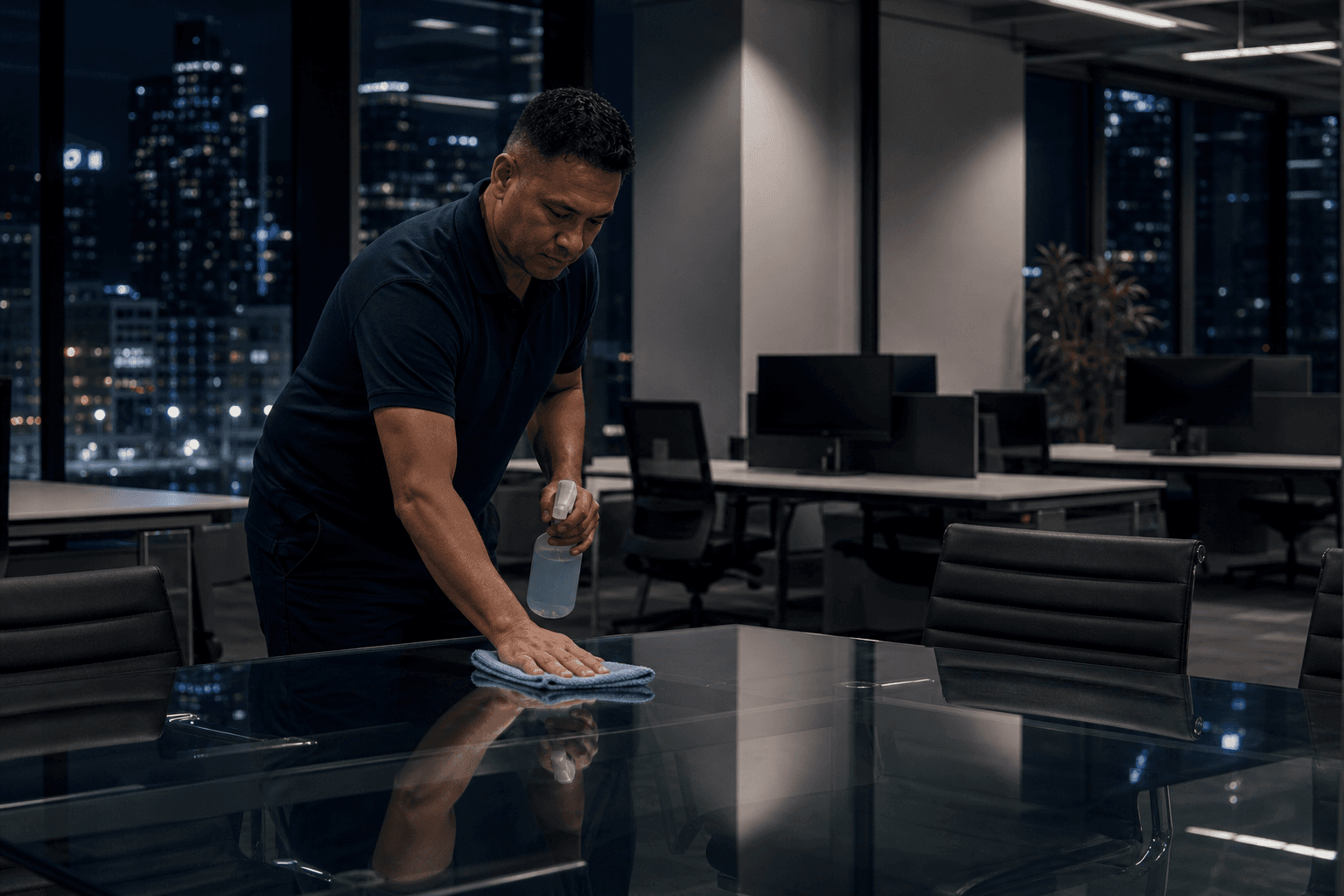 Commercial deep clean detail work in a Melbourne office